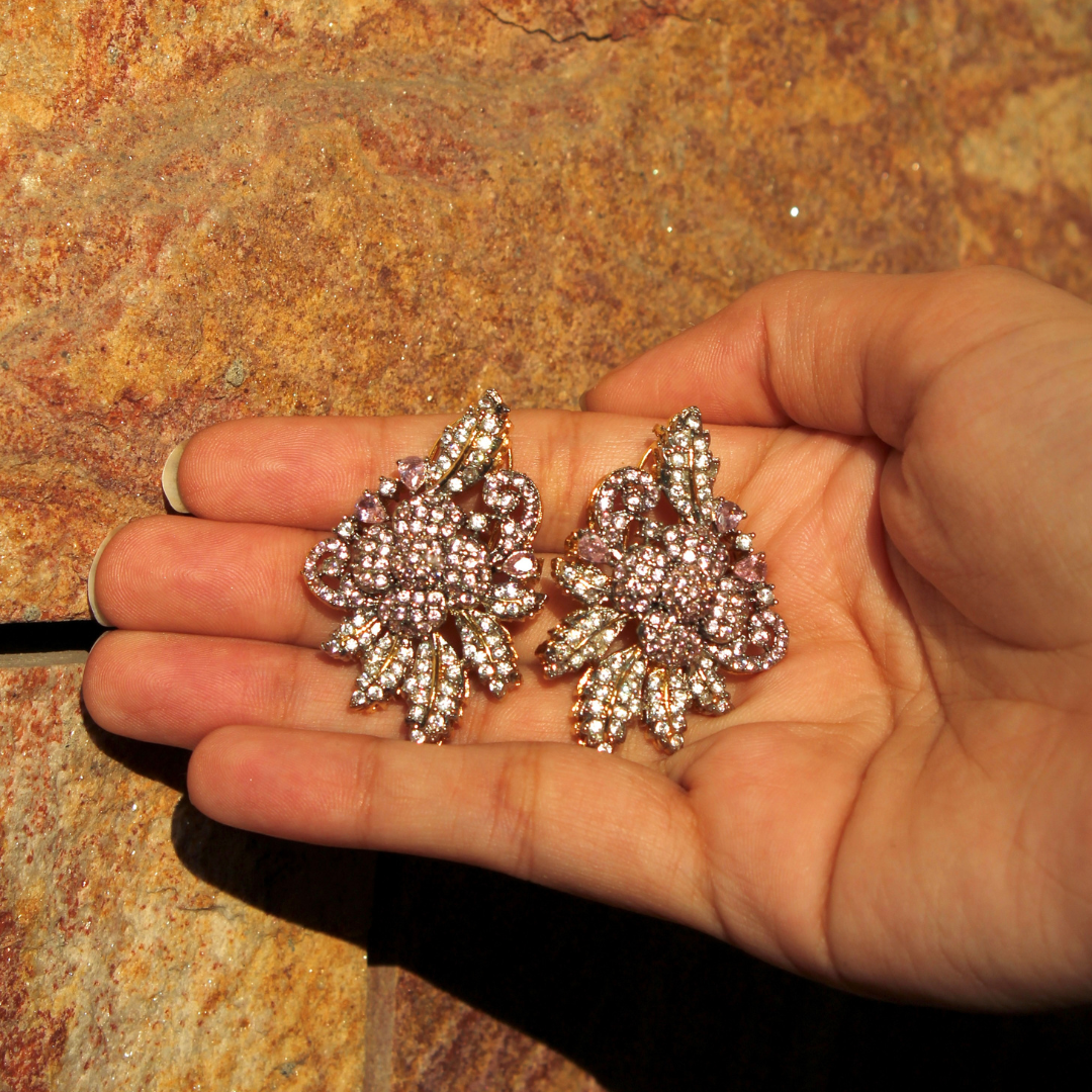 Elmas Çiçekler Earring