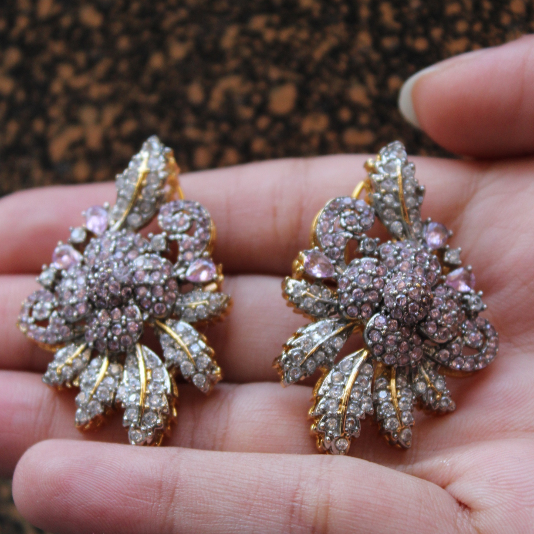 Elmas Çiçekler Earring