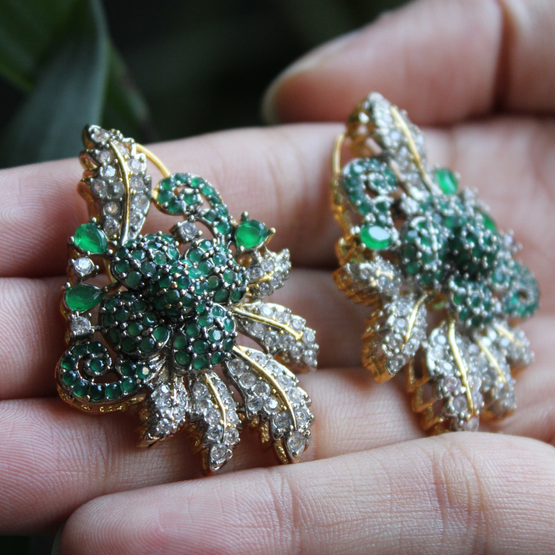 Elmas Çiçekler Earring