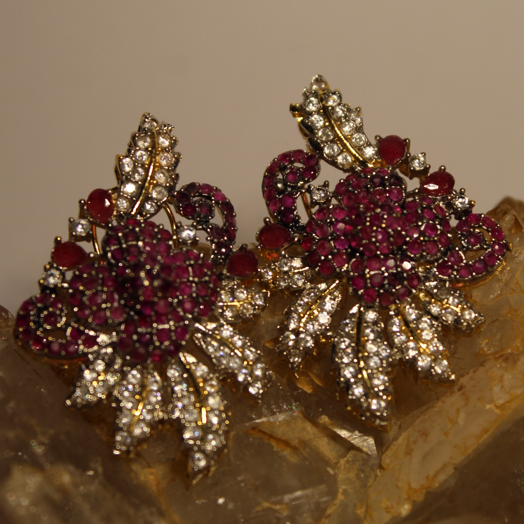 Elmas Çiçekler Earring