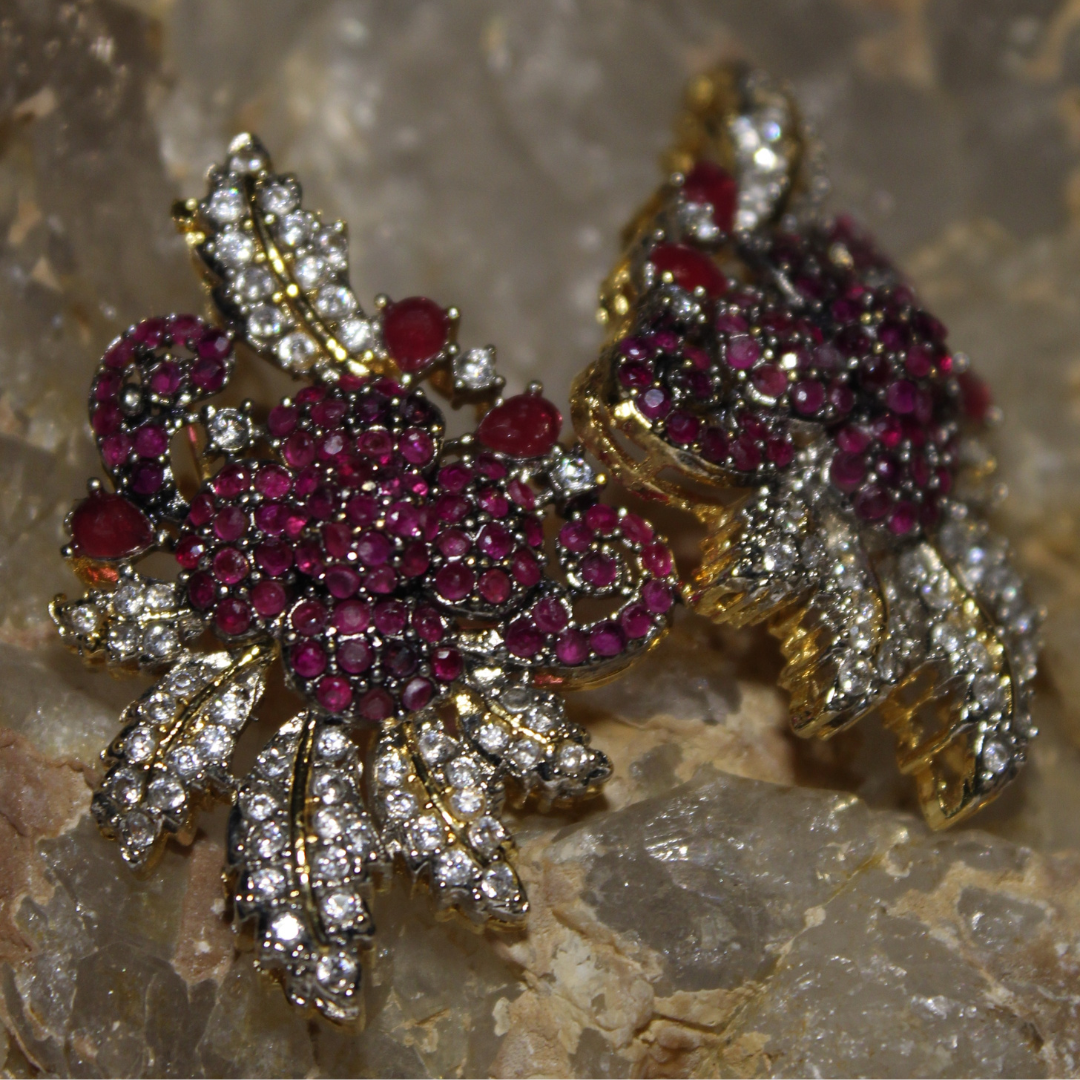 Elmas Çiçekler Earring