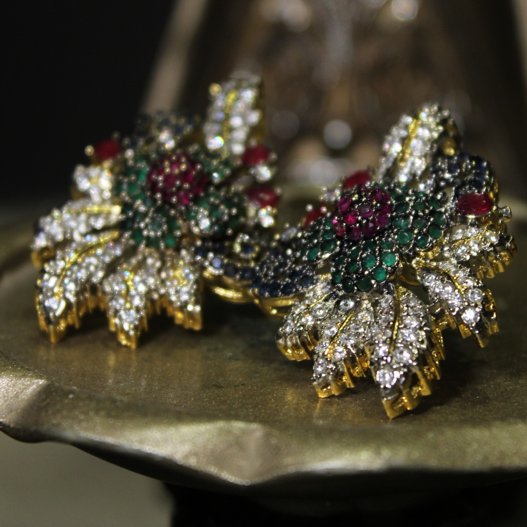 Elmas Çiçekler Earring