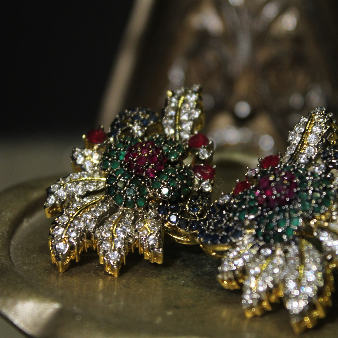 Elmas Çiçekler Earring